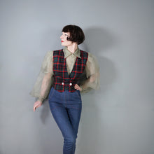 Load image into Gallery viewer, 50s PENDLETON RED GREEN AND NAVY PLAID CHECK WOOL LADIES WAISTCOAT - M
