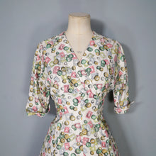 Load image into Gallery viewer, 40s STAMP AND COIN PRINT NOVELTY FIT AND FLARE PASTEL DAY DRESS - S