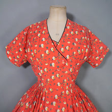 Load image into Gallery viewer, 50s LIGHT RED FLORAL HORROCKSES COTTON SUN DRESS AND BOLERO - XS
