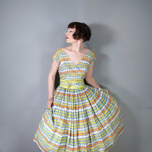Load image into Gallery viewer, 50s MARYON NOVELTY CITRUS FRUIT PRINT FULL SKIRTED COTTON DRESS - S