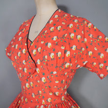 Load image into Gallery viewer, 50s LIGHT RED FLORAL HORROCKSES COTTON SUN DRESS AND BOLERO - XS