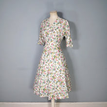 Load image into Gallery viewer, 40s STAMP AND COIN PRINT NOVELTY FIT AND FLARE PASTEL DAY DRESS - S