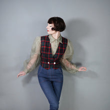 Load image into Gallery viewer, 50s PENDLETON RED GREEN AND NAVY PLAID CHECK WOOL LADIES WAISTCOAT - M