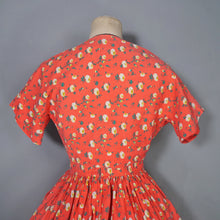 Load image into Gallery viewer, 50s LIGHT RED FLORAL HORROCKSES COTTON SUN DRESS AND BOLERO - XS