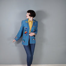 Load image into Gallery viewer, 50s "LOPEZ" BLUE APPLIQUED MEXICAN TOURIST WOOL EMBROIDERED JACKET - S