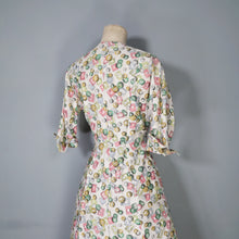 Load image into Gallery viewer, 40s STAMP AND COIN PRINT NOVELTY FIT AND FLARE PASTEL DAY DRESS - S