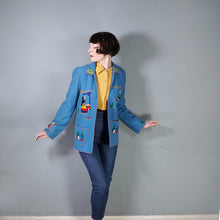 Load image into Gallery viewer, 50s "LOPEZ" BLUE APPLIQUED MEXICAN TOURIST WOOL EMBROIDERED JACKET - S