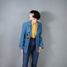Load image into Gallery viewer, 50s "LOPEZ" BLUE APPLIQUED MEXICAN TOURIST WOOL EMBROIDERED JACKET - S