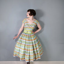 Load image into Gallery viewer, 50s MARYON NOVELTY CITRUS FRUIT PRINT FULL SKIRTED COTTON DRESS - S