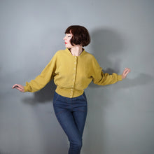 Load image into Gallery viewer, 80s OVERSIZED MUSTARD YELLOW RIB TEXTURE COTTON CARDIGAN - M-L