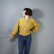 Load image into Gallery viewer, 80s OVERSIZED MUSTARD YELLOW RIB TEXTURE COTTON CARDIGAN - M-L