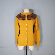 Load image into Gallery viewer, 70s HANDKNITTED DARK YELLOW TRADITIONAL FAIRISLE WOOL CARDIGAN - M