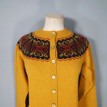 Load image into Gallery viewer, 70s HANDKNITTED DARK YELLOW TRADITIONAL FAIRISLE WOOL CARDIGAN - M