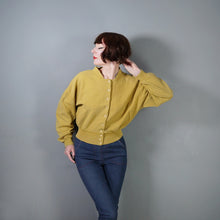 Load image into Gallery viewer, 80s OVERSIZED MUSTARD YELLOW RIB TEXTURE COTTON CARDIGAN - M-L