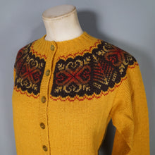 Load image into Gallery viewer, 70s HANDKNITTED DARK YELLOW TRADITIONAL FAIRISLE WOOL CARDIGAN - M