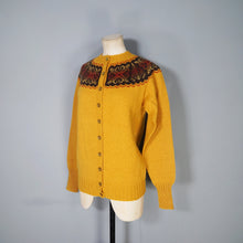 Load image into Gallery viewer, 70s HANDKNITTED DARK YELLOW TRADITIONAL FAIRISLE WOOL CARDIGAN - M