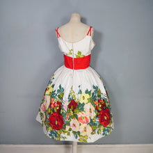 Load image into Gallery viewer, 50s JONATHAN LOGAN COLOURFUL FLORAL BORDER PRINT FULL SKIRED DRESS - M