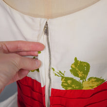 Load image into Gallery viewer, 50s JONATHAN LOGAN COLOURFUL FLORAL BORDER PRINT FULL SKIRED DRESS - M