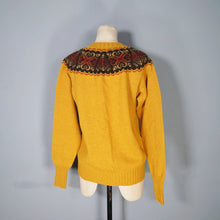 Load image into Gallery viewer, 70s HANDKNITTED DARK YELLOW TRADITIONAL FAIRISLE WOOL CARDIGAN - M