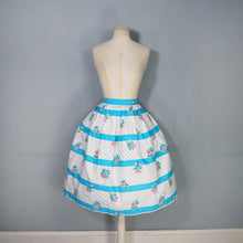 Load image into Gallery viewer, 50s 60s TURQUOISE AND WHITE FLORAL SKIRT AND BOLERO DRESS SET - S