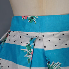 Load image into Gallery viewer, 50s 60s TURQUOISE AND WHITE FLORAL SKIRT AND BOLERO DRESS SET - S