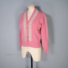 Load image into Gallery viewer, 50s / 60s BERMAN&#39;S FINEST SHETLAND WOOL PINK FAIRISLE CARDIGAN - M