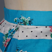 Load image into Gallery viewer, 50s 60s TURQUOISE AND WHITE FLORAL SKIRT AND BOLERO DRESS SET - S