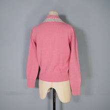 Load image into Gallery viewer, 50s / 60s BERMAN&#39;S FINEST SHETLAND WOOL PINK FAIRISLE CARDIGAN - M