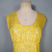 Load image into Gallery viewer, 60s SHIMMERY METALLIC SILVER AND YELLOW EMPIRE BUST DRESS - S-M