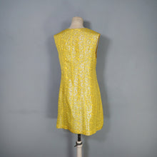 Load image into Gallery viewer, 60s SHIMMERY METALLIC SILVER AND YELLOW EMPIRE BUST DRESS - S-M