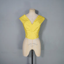 Load image into Gallery viewer, 50s FLORELLE PARIS BRIGHT YELLOW BONED BUSTIER SUN TOP - L