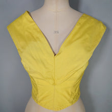 Load image into Gallery viewer, 50s FLORELLE PARIS BRIGHT YELLOW BONED BUSTIER SUN TOP - L