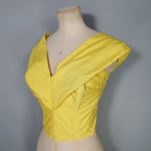 Load image into Gallery viewer, 50s FLORELLE PARIS BRIGHT YELLOW BONED BUSTIER SUN TOP - L