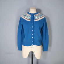 Load image into Gallery viewer, 70s HANDKNITTED BLUE WOOL FAIRISLE CARDIGAN - S-M