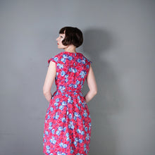 Load image into Gallery viewer, 60s BRIGHT PINK FLORAL DRESS WITH REMOVABLE COLLAR - XS-S