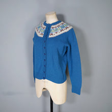 Load image into Gallery viewer, 70s HANDKNITTED BLUE WOOL FAIRISLE CARDIGAN - S-M