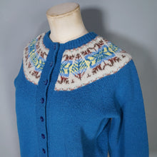 Load image into Gallery viewer, 70s HANDKNITTED BLUE WOOL FAIRISLE CARDIGAN - S-M