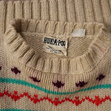 Load image into Gallery viewer, 70s CROPPED PUFF SLEEVE WOOL BEIGE FAIRISLE JUMPER - XS