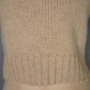 70s CROPPED PUFF SLEEVE WOOL BEIGE FAIRISLE JUMPER - XS