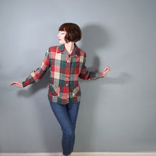 Load image into Gallery viewer, 50s HAROLDS SPORTSWEAR RED GREEN AND CREAM PLAID 49ER WOOL JACKET - M-L