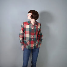 Load image into Gallery viewer, 50s HAROLDS SPORTSWEAR RED GREEN AND CREAM PLAID 49ER WOOL JACKET - M-L
