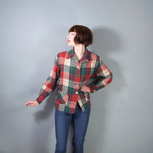 Load image into Gallery viewer, 50s HAROLDS SPORTSWEAR RED GREEN AND CREAM PLAID 49ER WOOL JACKET - M-L