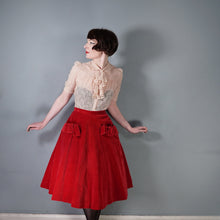 Load image into Gallery viewer, 40s 50s JOHN SELBY DELICATE PASTEL LACE BLOUSE WITH RUFFLE BIB AND PUFF SLEEVE - S