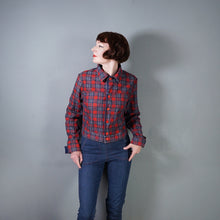Load image into Gallery viewer, VINTAGE REVERSIBLE DENIM AND RED PLAID CROPPED LIGHTWEIGHT JACKET - M