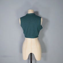 Load image into Gallery viewer, 40s PURE WOOL FINE KNIT SLEEVELESS CARDIGAN / WAISTCOAT TANK WITH FLORAL EMBROIDERY - S-M