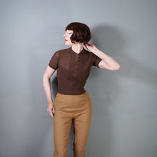 Load image into Gallery viewer, 40s MARSHALL AND SNELGROVE CHESTNUT BROWN FINE KNIT CROPPED JUMPER TOP - XS-S