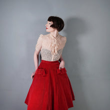 Load image into Gallery viewer, 40s 50s JOHN SELBY DELICATE PASTEL LACE BLOUSE WITH RUFFLE BIB AND PUFF SLEEVE - S