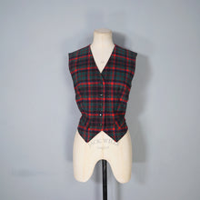 Load image into Gallery viewer, 60s PENDLETON RED GREEN PLAID CHECK FITTED WOOL LADIES WAISTCOAT - M