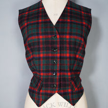 Load image into Gallery viewer, 60s PENDLETON RED GREEN PLAID CHECK FITTED WOOL LADIES WAISTCOAT - M