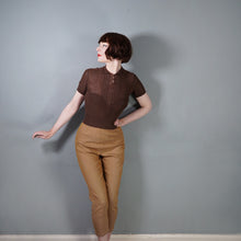 Load image into Gallery viewer, 40s MARSHALL AND SNELGROVE CHESTNUT BROWN FINE KNIT CROPPED JUMPER TOP - XS-S